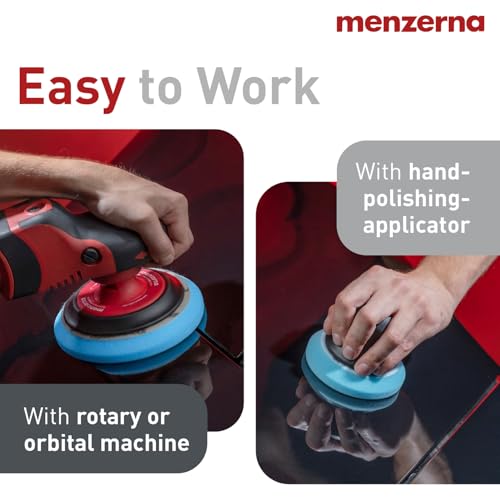 Image of menzerna 3.5 Inch 2X Premium Polishing Pads for WAXING Sealing & Protection I Body Repair Buffing & Polishing Pads with Safety Edge & Velcro Attachment I Washable & Long Lasting