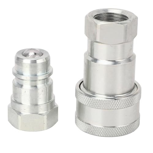 1/2 Inch NPT Hydraulic Coupler Set, ISO 7241-A Quick Connect Coupling with Metal to Metal Sealing, Sturdy Structure, Automatic Leakage Prevention, Interchangeable Compatibility