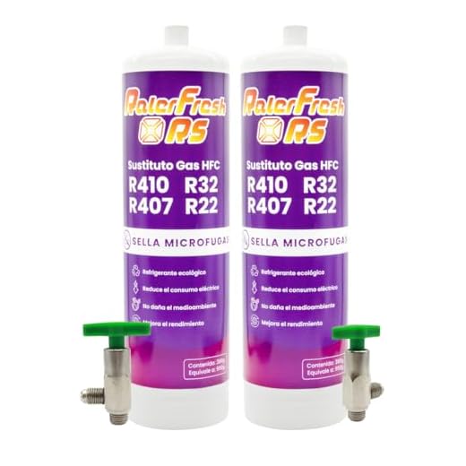 Gas Refrigerante Orgánico para Aire Acondicionado Split Ralerfresh RS equivalente a 950gr sustituto de gases R410, R32, R407 y R22 (2 Botellas + llaves)