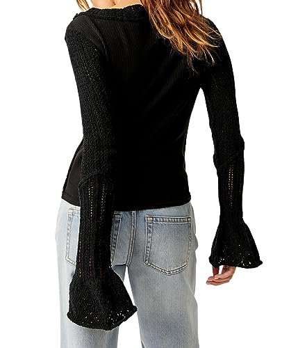 Free People Cuffing Season Top Black MD (Women's 8-10)3