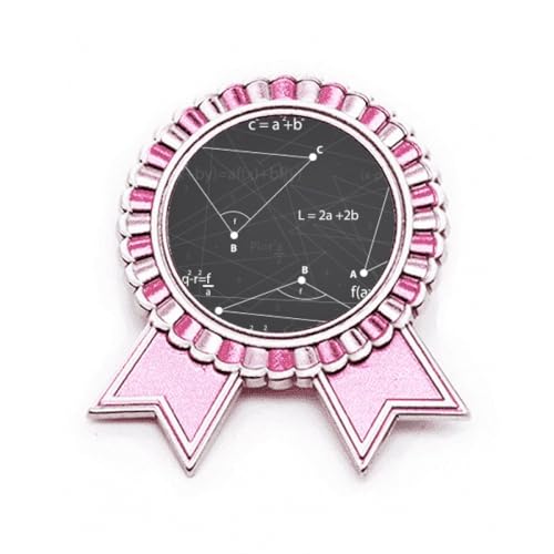Broche mathématique en métal gris et rose taille M avec motif de formule et angle