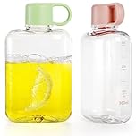 ZEAYEA 2 Pack Portable Flat Water Bottle, 350 ml /12 oz BPA Free Slim Drinking Bottle, Plastic Travel Flask for Outdoor Sports, Camping, Fitness, Gym, Fits Purse Bag Pocket