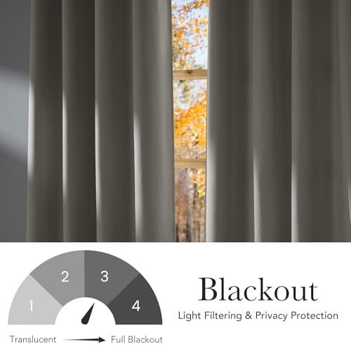 Image of NICETOWN Short Faux Linen Natural Blackout Curtains 63 inches Long for Kitchen - Privacy Panels for Living Room Bedroom, Modern Farmhouse Style Easy Care Grommet Top, 2 Panels, W42 by L63