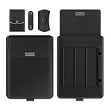 ノートパソコンケース 薄型 PCスタンド機能 ノートパソコンカバー 3つ折りスタンド 折りたたみ式 ミニポーチ付き 360°保護PCケース 耐衝撃 ノートパソコン収納バッグ 学校 仕事 通勤 通学 Laptop CASE 12インチ Surface iPad air 10.2 iPad ProPCケース カバー バッグ 【11-12インチ・縦入れ・黒】