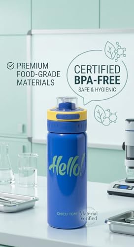 Image of Water Bottle with Straw Lid | Leakproof BPA Free Sipper Bottle for Girls and Boys | Reusable Drinking Bottle for School, Gym & Travel (600ml) (Blue)