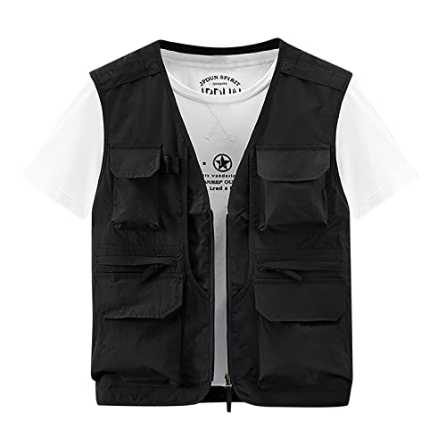 Dgoopd Outdoor Utility Vest for Men Quick Dry Travel Fishing Summer Work Cargo Jacket Vests with Multi Pockets
