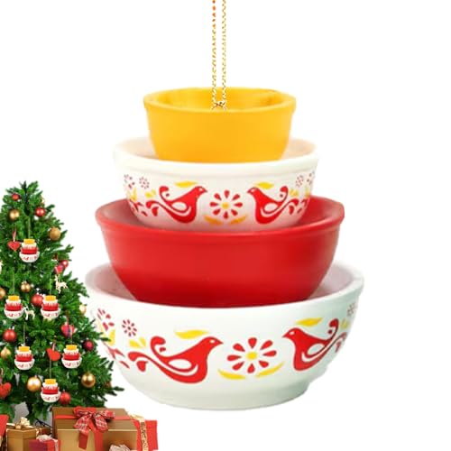 Stack Bowl Christmas Ornament - Vintage Miniature Stacking Decor,Christmas Bowls Ornaments,for Thanksgiving Birthday Party Offices Home Room Door Window Tree School Dormitory Apartment