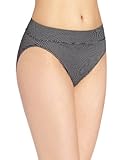 Warner's Women's No Pinching No Problems Hi-Cut Brief Panty, Black/White Pindot, 7 (Large)