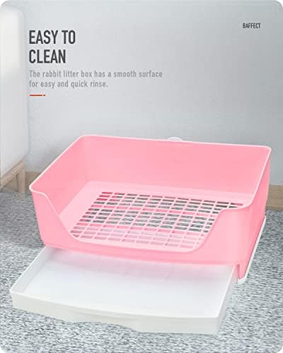 Baffect Corner Rabbit Litter Tray Corner Toilet House,Large Size Rabbit Cage Litter Box with Removable drawer for Small Animal Rabbit Guinea Pig L (Pink)
