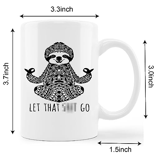 Kunlisa Let That Sht Go Ceramic Meditation Mug - 11oz Coffee Milk Tea Cup, Sloth Design for Women, Funny Yoga Zen Gift for Men Coworkers by kunlisa - Image 5