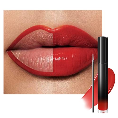 Image of evpct Bright Fire Red Shiny Longwear No-Budge Liquid Lip Color Lipstick Makeup, Highly Pigmented Color Instant Shine, Waterproof Long Lasting Lipstick Women Lip Stain Gloss with Lip Liner Brush, 05#