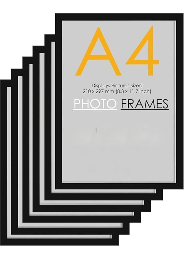 A4 Size Photo Frames – Wall & Tabletop Display, Lightweight Black Frame Khali Frame /A4 Size, 9X12inches (4, Black)