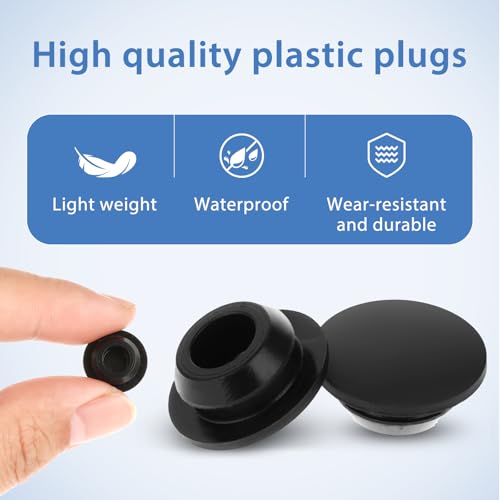 Image of 10 Pcs Rubber Plugs for Round Holes Black 10mm Diameter Rubber Hole Plugs Silicone Snap in Type Locking Furniture Hole Plug Round Protective Cover Cap