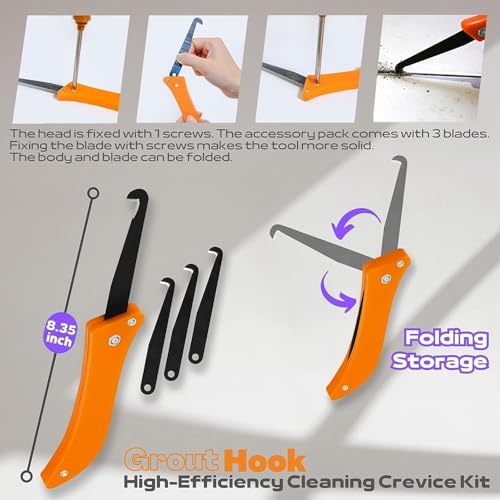 Silikonentferner Set (26-teilig) zur Silikon Entfernung und Erneuerung von Acryl-& Silikonfugen-Profi Dichtmittel Bearbeitungsset inkl,Fugenmesser,Fugenglätter,Ersatzklingen