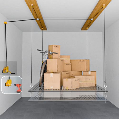Garage Storage Lift System for Heavy Duty Ceiling Mount
