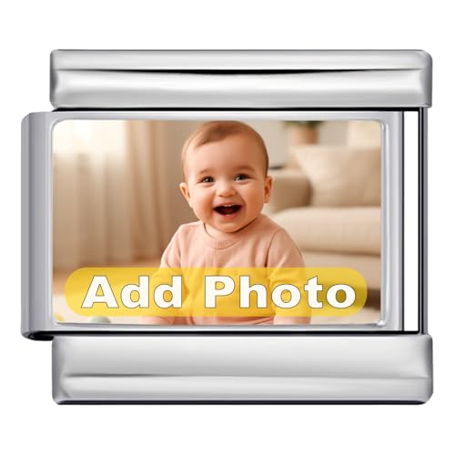 Custom Italian Charm Bracelet with Picture – Personalized Photo Stainless Steel Bracelet in Multiple Colors and Shapes