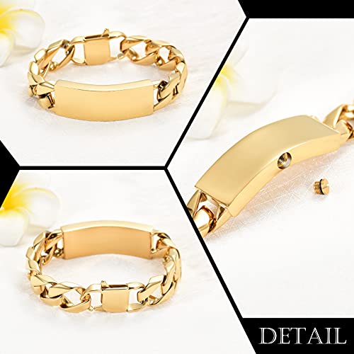 constantlife Cremation Urn Bracelet for Ashes Stainless Steel Gold Color Link Chain Memorial Human Pets Bangle Charm Jewelry Keepsake3