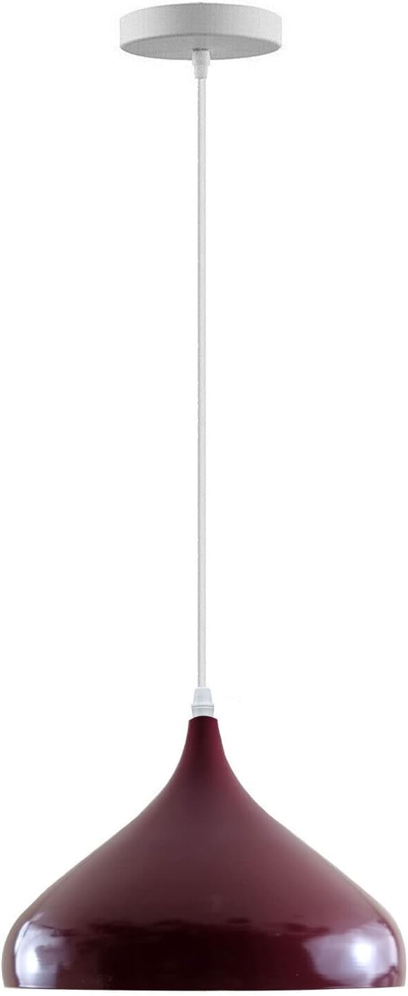 DC VOLTAGE Modern Industrial Ceiling Pendant Light E27 Holder 240V Metal Shade Adjustable Hanging Lamp Loft Chandelier for Living Room, Kitchen, Bedroom Burgandy