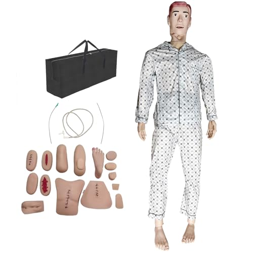 BIUYYY 170cm Masculino Maniqui Enfermeria con Vísceras & Genitales Intercambiables & Detalles Realistas RCP Simulador para Enfermería Médico Formación Enseñando y Educación Médico Suministros