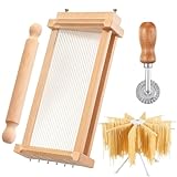 SiliFine 4 Pcs Pasta Maker Tool Set Include Chitarra Cutter Italian Pasta Guitar with Rolling Pin, Noodle Drying Rack, Ravioli Maker Cutter Making Tool for Spaghetti, Lasagna - Image 1