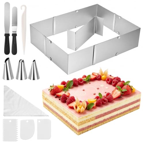 Cadre Pâtisserie Rectangulaire Réglable 18x28–33x53 cm, Hauteur 10 cm