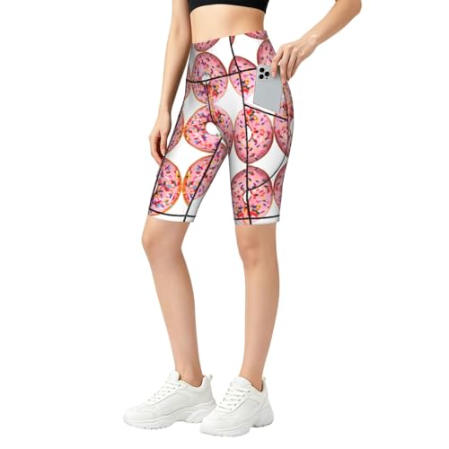 Legging taille haute femme imprimé beignet fraise pour sport