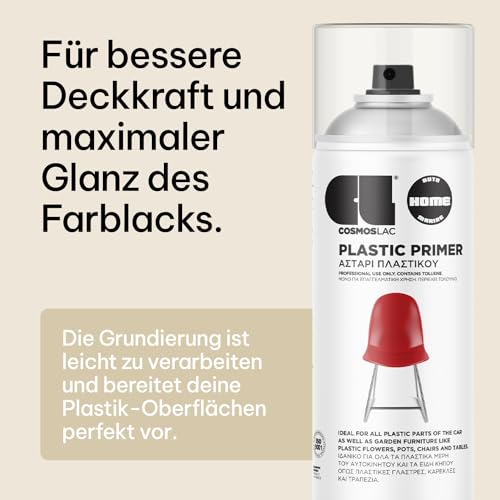 CL COSMOS LAC Grundierung Spray - Kunststoff Spezial Haftgrund Spray für Plastik 400m ml - Haftvermittler Kunststoff - Plastic Primer