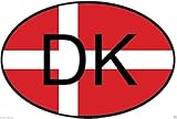 DK Denmark Country Code Oval with Flag Sticker Bumper Sticker Laptop Sticker Toolbox Sticker Helmet Sticker