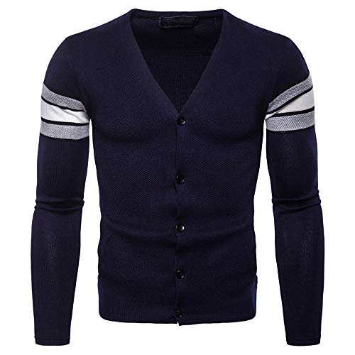 SALEBLOUSE Herren Cardigan Kapuze Stripe Langarm Männer Strickjacke Feinstrick Mit V-Ausschnitt Und Knopfleiste Herren Strickjacke Grobstrick Mit Schalkragen Cover