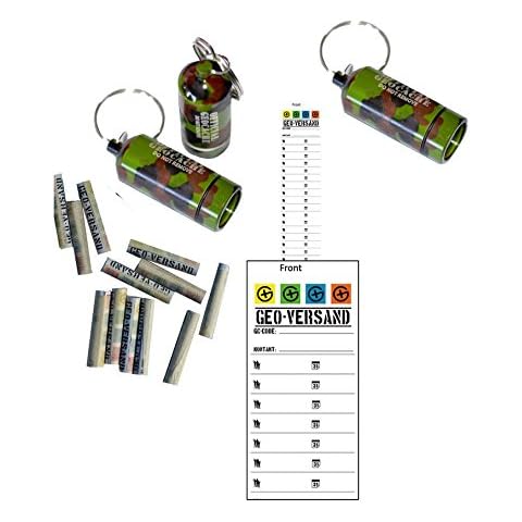 Set of 3 Geocaches, Metal: Aluminium, Size: "Micno" (Micro Nano), Camouflage Tablet Storage, Pill Case, Cache Container, Cache Hiding Place Cover