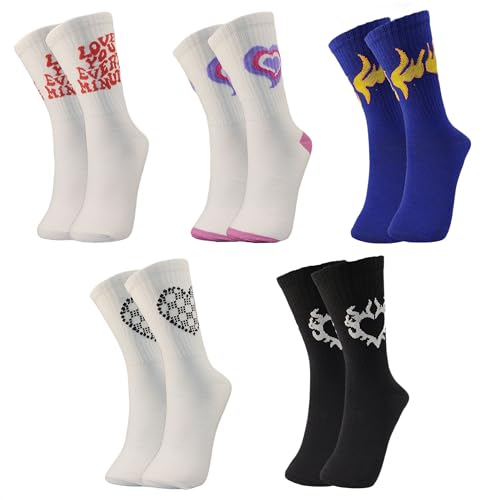 Image of TRAZO Women's Calf Length Designer Printed Multicolor, Multi-Purpose Socks | Socks for Women (Pack of 5)