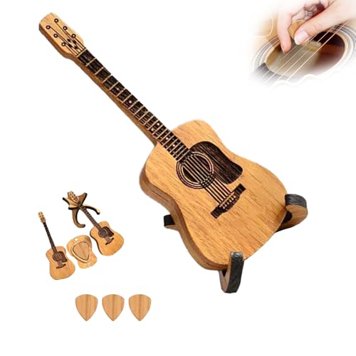 1Set Guitar Pick Holder, 2025 Guitar Pick Case With 3 Pcs Guitar Pick, Wooden Acoustic guitar picks with Stand,guitar pick holder on guitar (1Set)