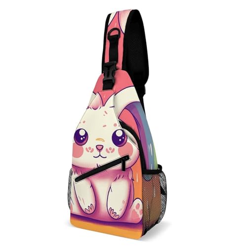 Bolso cruzado deportivo con orejas de conejo y arcoíris