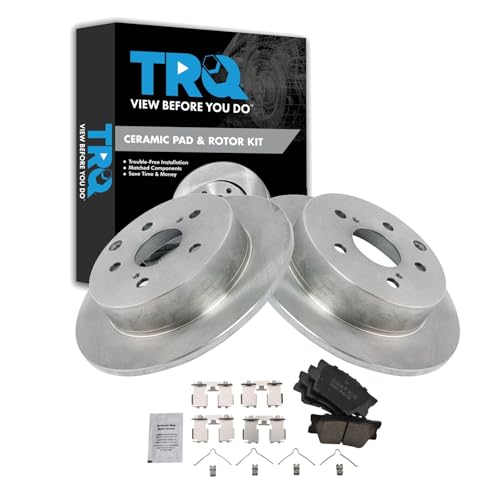 Image of TRQ Rear Brake Pad and Rotor Set Ceramic Compatible with 2009-2010 Pontiac Vibe 2009-2013 Toyota Matrix