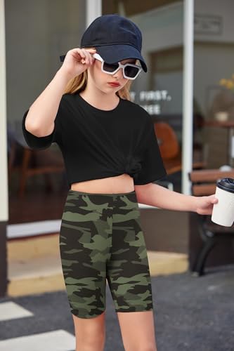 Image of Arshiner Girls Clothes Summer 2 Piece Outfits Drop Shoulder T-Shirts and Biker Shorts Kids Fashion Clothing Sets