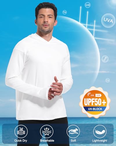 4 Pack Men's Sun Shirts UPF 50+ Rash Guard Long Sleeve Sun Protection Hoodies UV Fishing Athletic Workout Hiking Hooded2