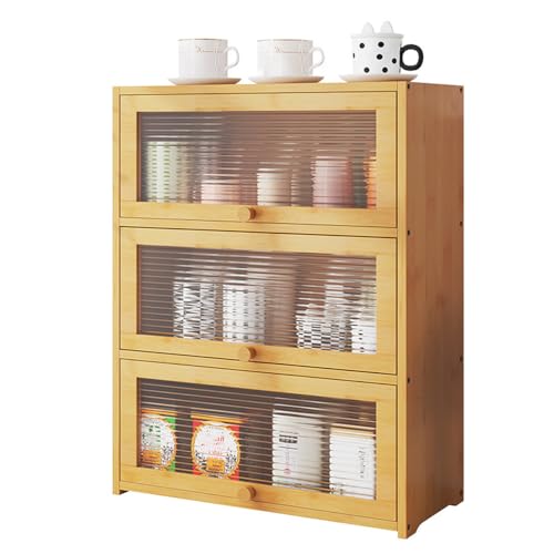 MJKQ9 卓上食器棚 ミニ食器棚 ひとり暮らし用 キッチン収納棚 キッチンカウンター キッチンキャビネット アクリル扉 レンジボード 調味料入れ 北欧風 52*25*70 安定 スリム コンパク 防塵 防虫 ナチュラル 食器棚 台所収納 卓上食器棚 簡単