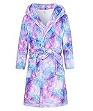 Funnycokid Mädchen Bademantel Kinder Pyjama Kinder Nachthemd Flanell Langarm Druck Grafik Nachtwäsche 4-12 Jahre