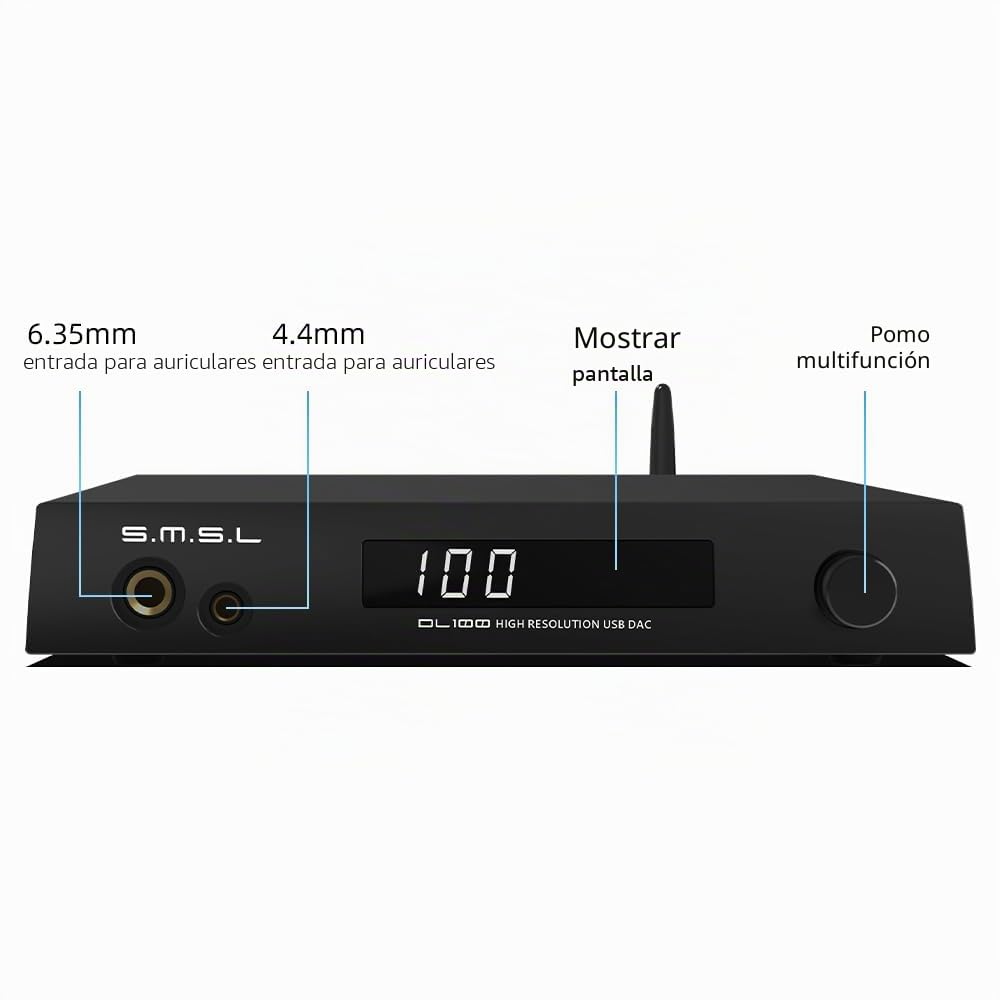 S.M.S.L DL100 DAC Amplificador CS43131 4 Chips PCM32bit/768kHz Receptor Estéreo Bluetooth5.1/USB/Optico/Coaxial/HDMI