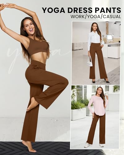 Image of G4Free EverGoing Yoga Pants Women Wide Leg Pants with Pockets High Waist Stretch Dress Casual Sweatpants Petite /Regular /Tall