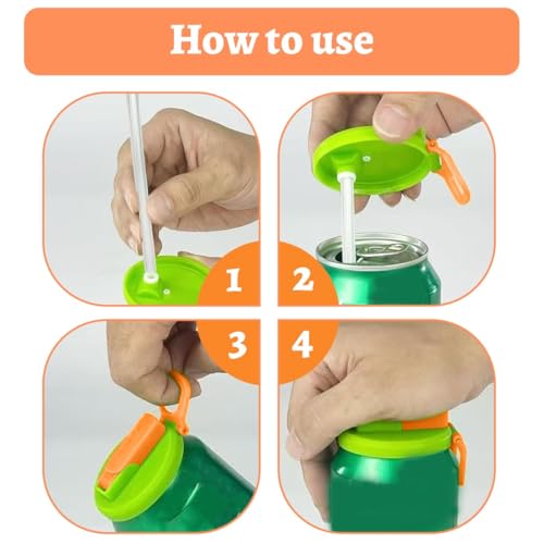JEYORZY 4 Stück Dosenverschluss Getränkedosen,Dosendeckel mit Strohhalm, Auslaufsichere Dosenverschluss,Silikon Getränkedosen Deckel,Wiederverwendbare,für Strand,Familientreffen,Picknick
