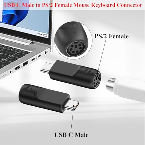 Adaptador USB C a PS2 para mouse y teclado, pack de 2 miniatura 4