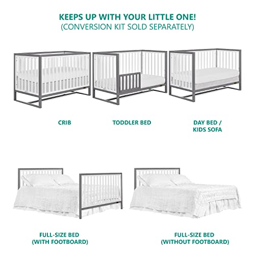 Image of Dream On Me Arlo 5-in-1 Convertible Full-Size Baby Crib in Steel Grey, GreenGuard Gold & JPMA, Converts to Toddler, Day & Full-Size Bed, 3 Mattress Heights, Non-Toxic Finish, Sustainable Pinewood
