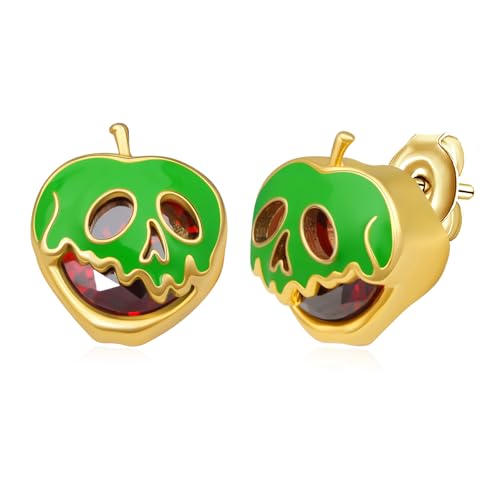 Poison Apple Earrings 925 Sterling Silver Evil Queen Earrings Apple Skull Face Jewelry Gift Cosplay for Evil Queen Accessories for Women Men