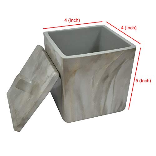 Nu Steel Stone Hedge Resin Decorative Bathroom Vanity Countertop Storage Organizer Canister Jar For Cotton Swabs, Rounds, Balls, Makeup Sponges, Bath Salts-Marble #TOP4