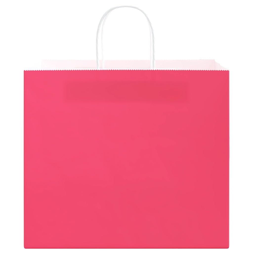 250 Stk. Papiertragetaschen Rosa, Stabile Geschenktüten mit Henkel, 32x22x28 cm Kraftpapier Tüten für Einkauf, Party und Takeaway
