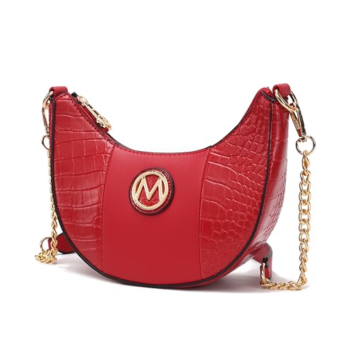 MKF Collection Women’s Crossbody, Croco Embossed Handbag Vegan Leather Chain Strap Shoulder Bag Purse by Mia K