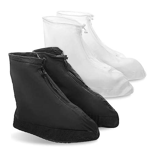 SOESFOUFU Waterproof Rain Shoe Covers 2 Pack Overshoes for Men Women Non-slip Sole Easy to Wear for Wet Weather Protection