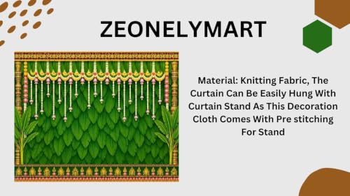 Image of Pooja Background Decoration Cloth | Green Banana Leaf Backdrop Cloth Ethnic Indian Wedding 8x8 Feet | Back Drop Curtain for Decoration Pooja laxmi Devi
