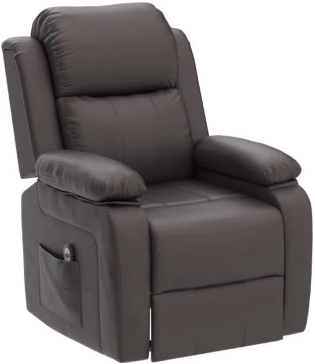 PU Leather Electric Lift Recliner Chair Elderly Single Seat Reclining Sofa with Side Pockets Cup Holders USB Ports Massage and Heated for Living Room